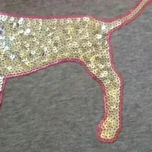 PINK VS BLING SILVER SEQUIN DOG T-SHIRT - Picture 10 of 11